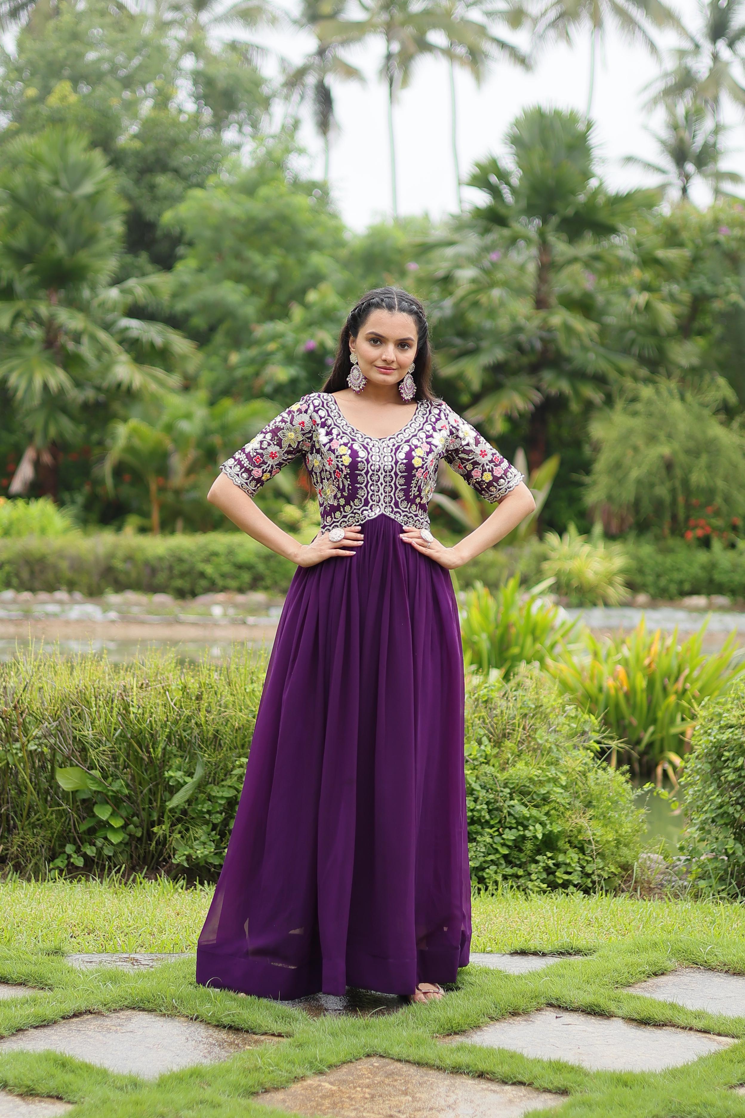 Faux Blooming with Embroidery Zari Sequins-Readymade Gown Collection