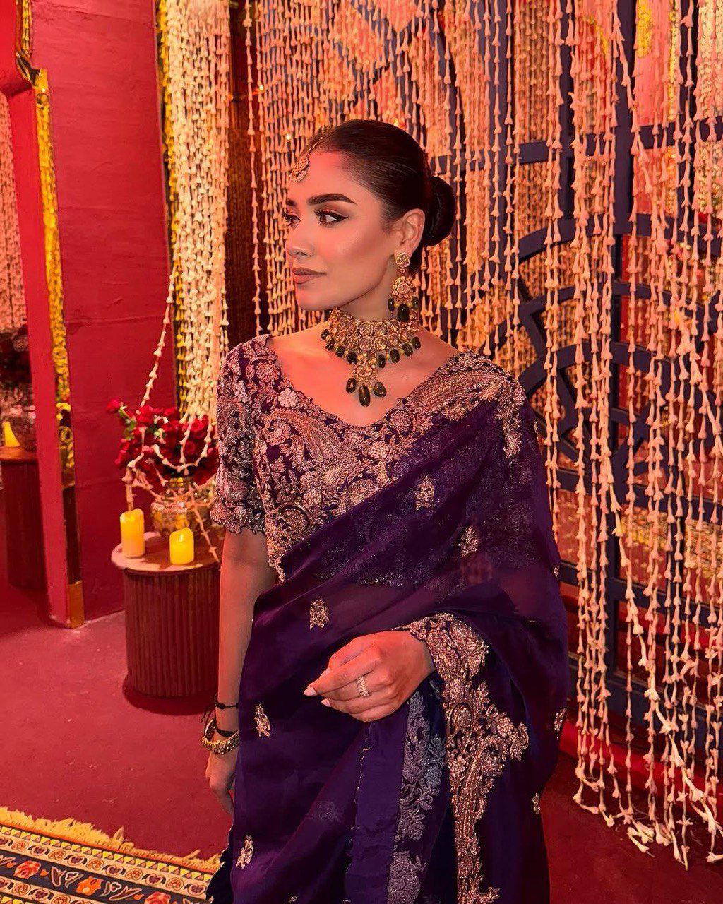 Heavy C-Pallu Sequence Coding Zari Embroidery work along With Fancy Butta Work On all Over Body with Cut Work