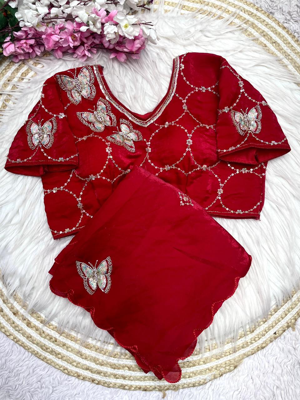 Fandy sattin Fabric With  Brits  Work👕