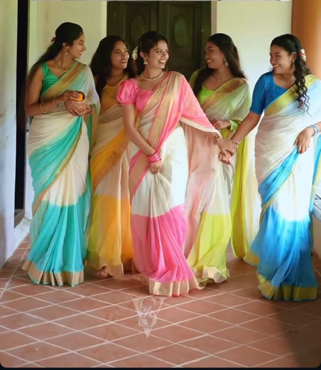 Half & Half South Mul Cotton Saree with Beautiful Pom pom