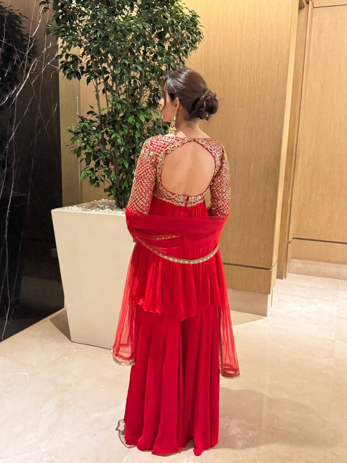 Royal Red color Kediya Style Ensemble Sharara