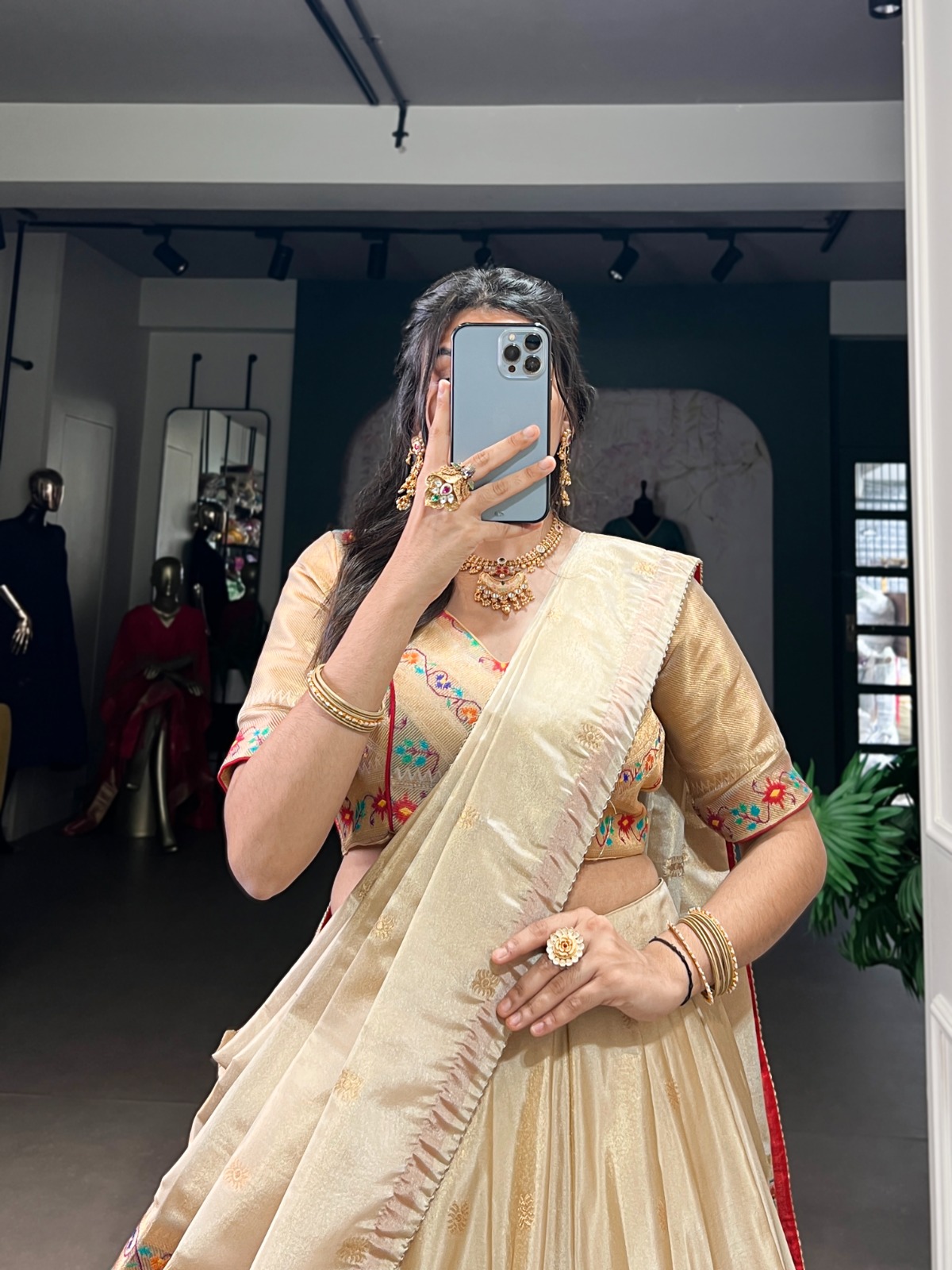 Paithani-style lehenga-Paithani Zari Weaving Work