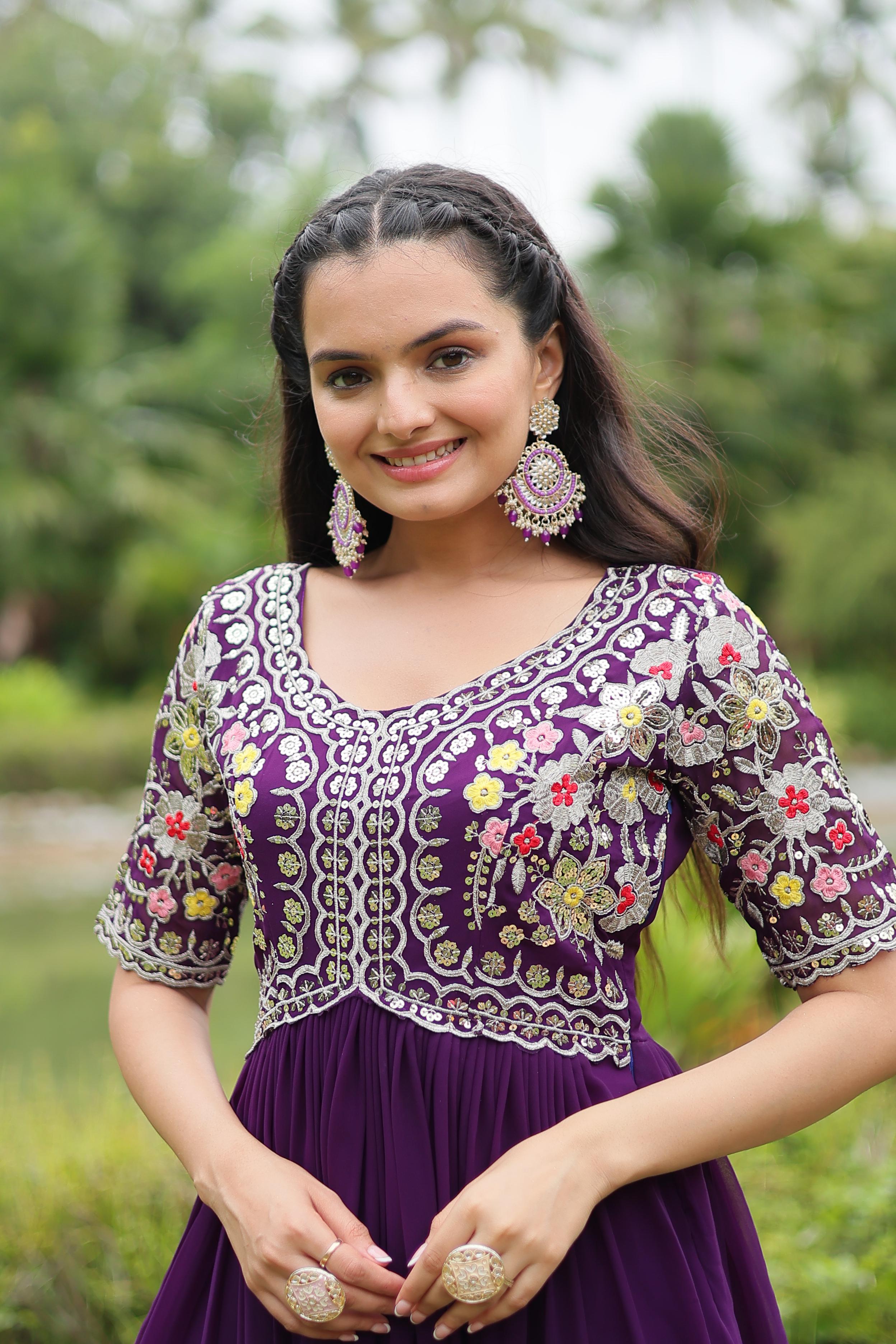 Faux Blooming with Embroidery Zari Sequins-Readymade Gown Collection