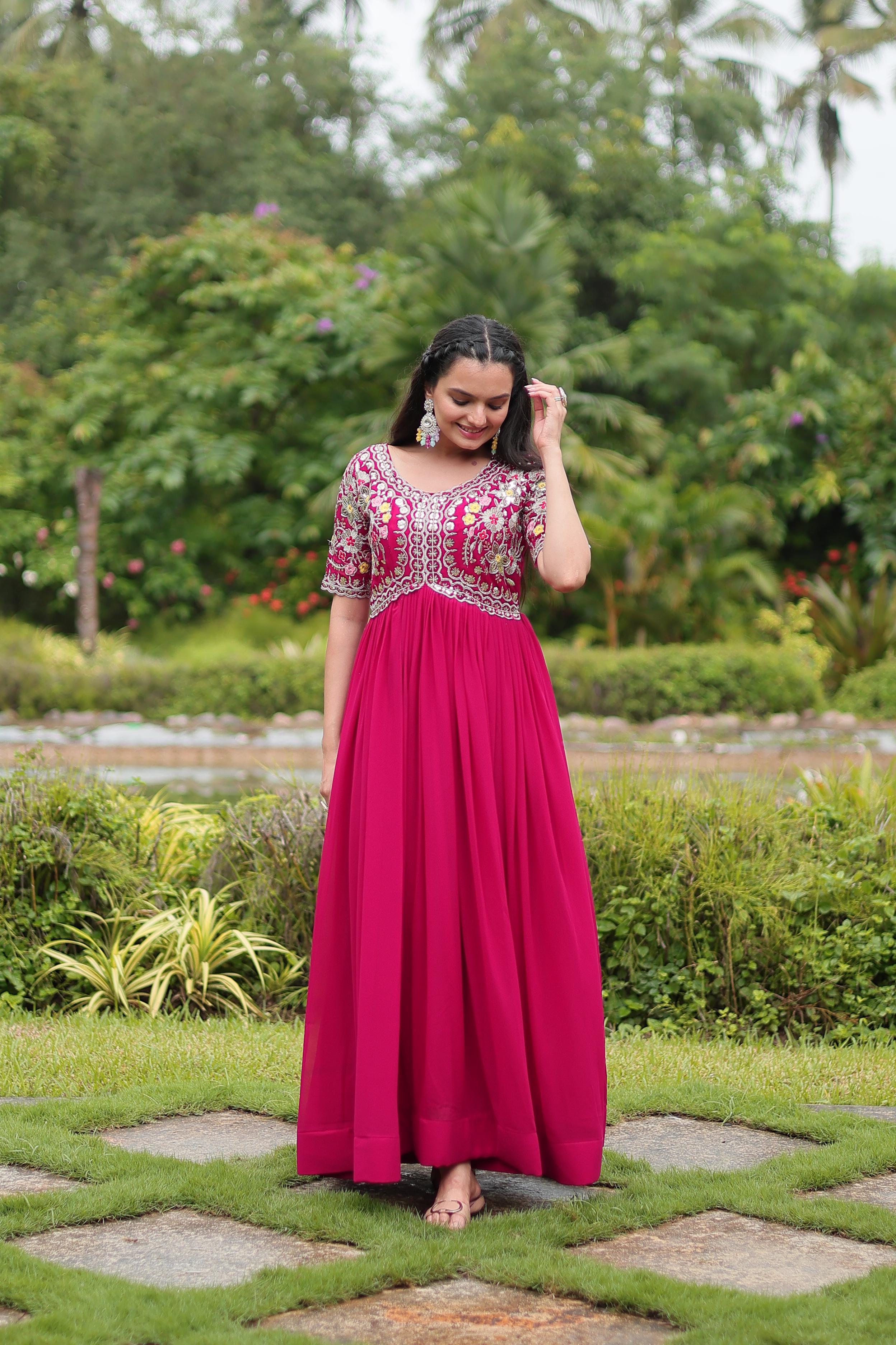 Faux Blooming with Embroidery Zari Sequins-Readymade Gown Collection