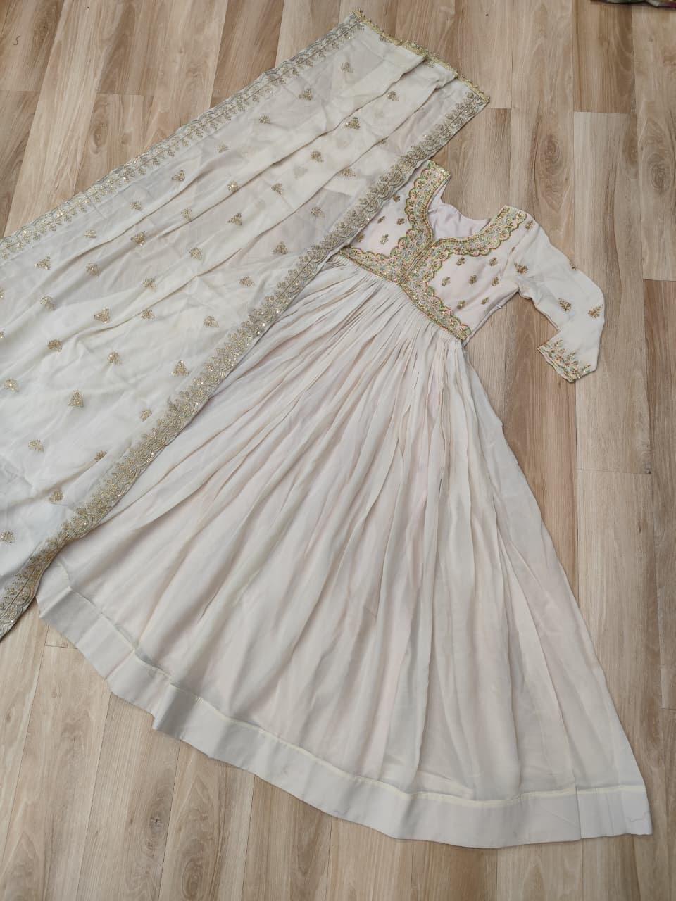 Star Georgette With Beads & Sequins Multi Embroidered work Gown-Duppata Collection