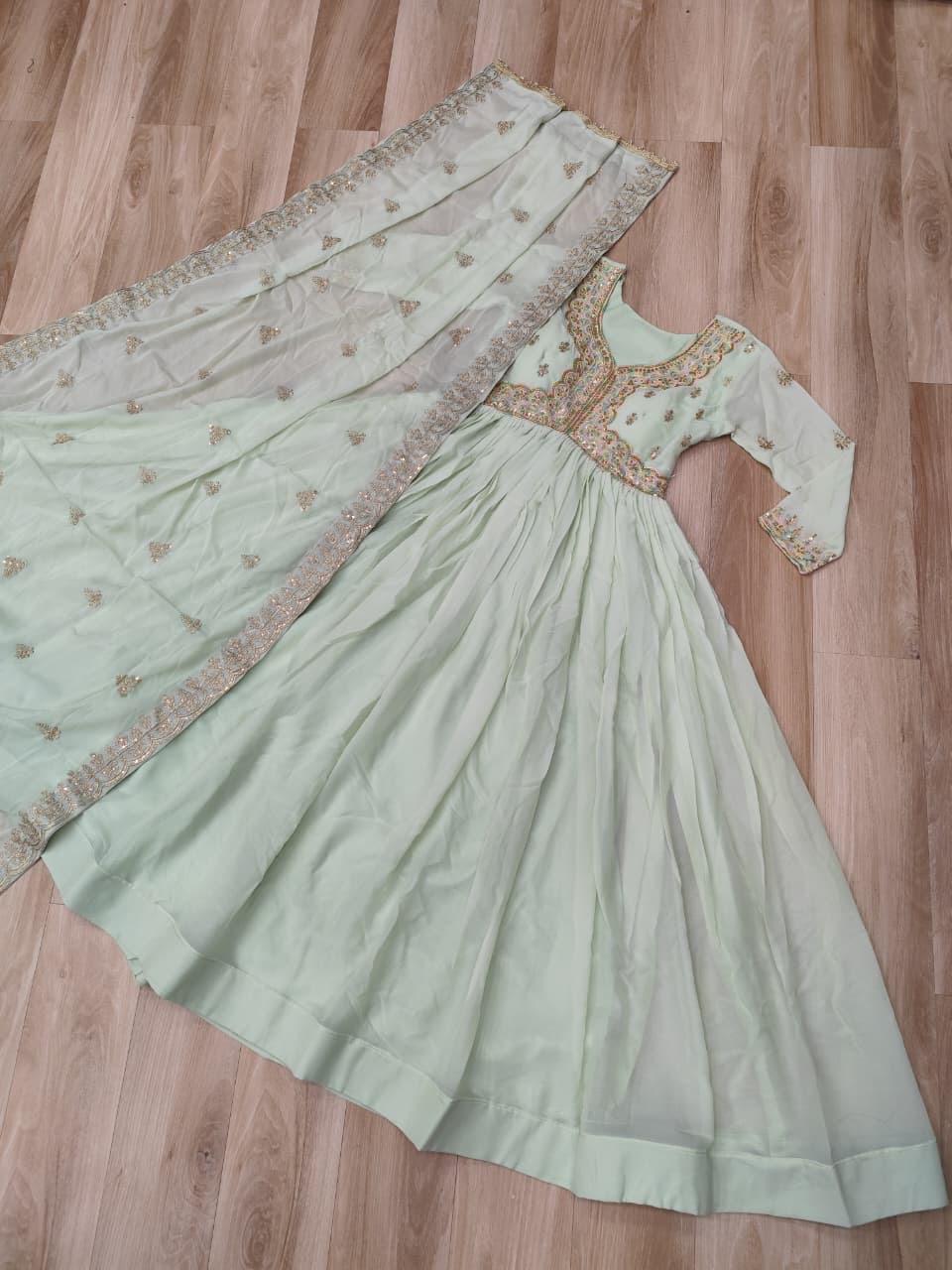 Star Georgette With Beads & Sequins Multi Embroidered work Gown-Duppata Collection