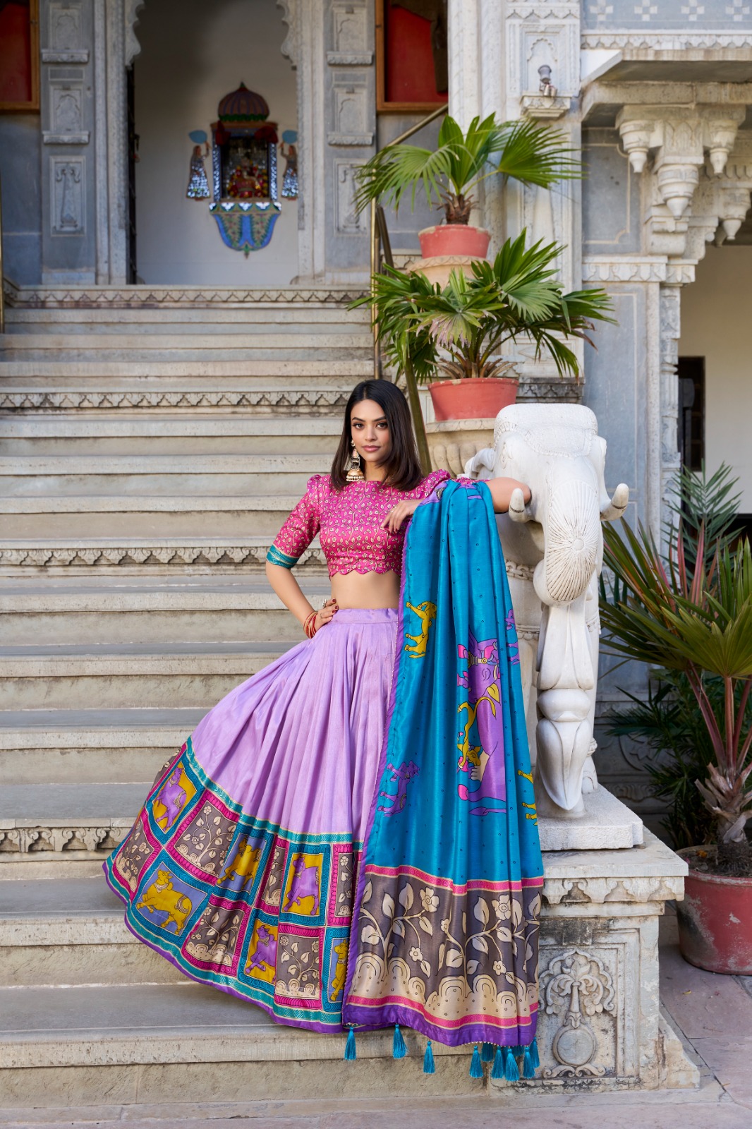 Kalamkari With Foil Lehenga