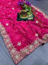 The Pure CxC Georgette Saree with Luxury Bandhani Print With Trending Heavy Sequence Work in C~Pallu Work & Border